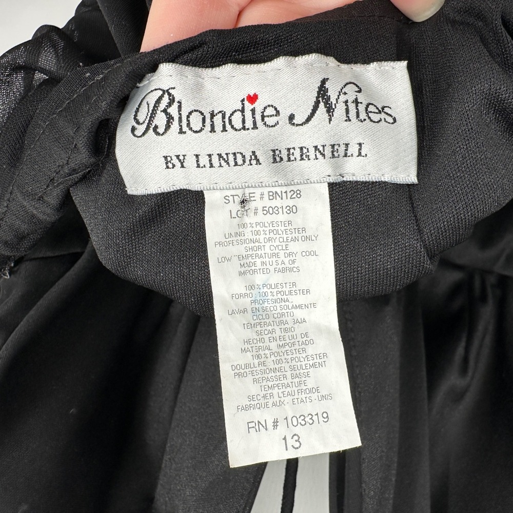 Blondie Nites Black White Gown Womens 13 Halter‎ Maxi Dress Rhinestone Y2K - Picture 8 of 12